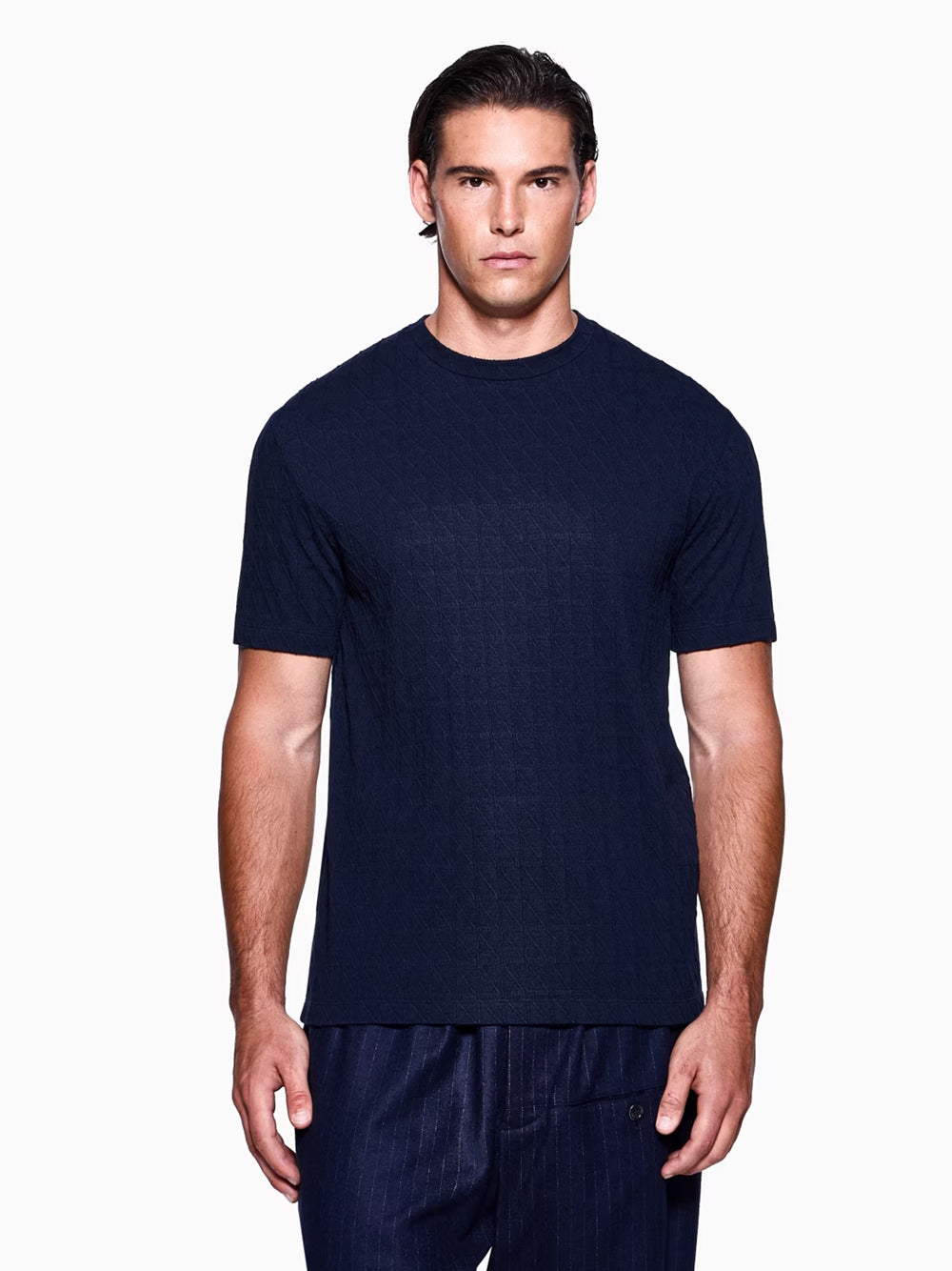 ASV STRETCH VISCOSE AND CASHMERE BLEND CREW NECK T-SHIRT