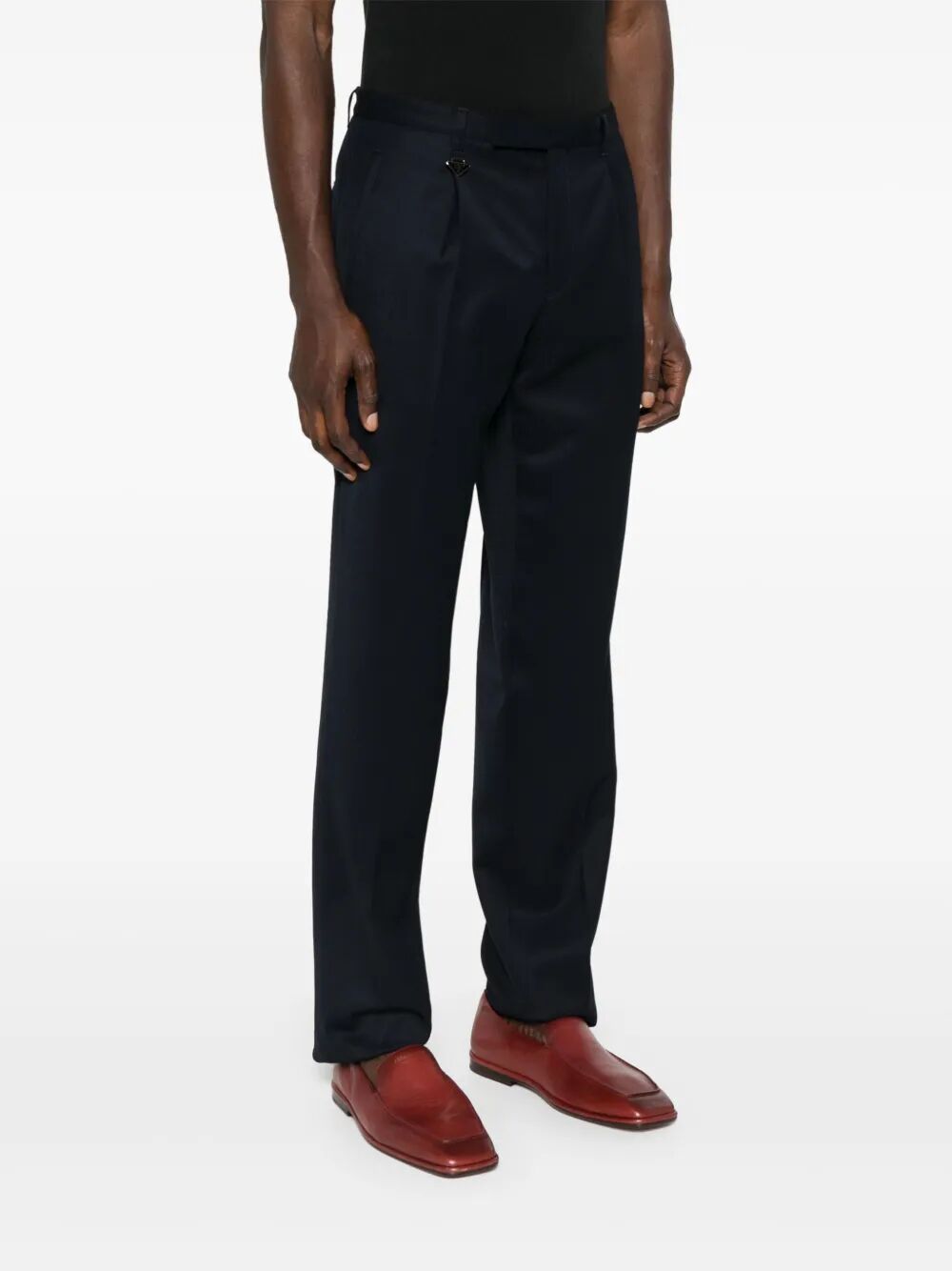 TAPERED LEG WOOL TROUSERS