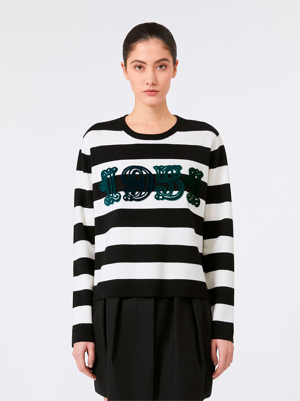 1951 EMBROIDERY WOOL STRIPED SWEATER
