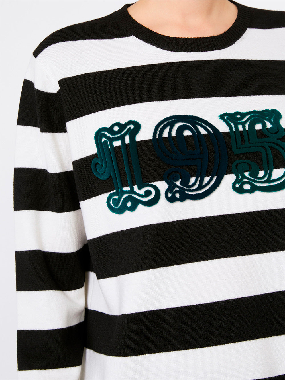 1951 EMBROIDERY WOOL STRIPED SWEATER