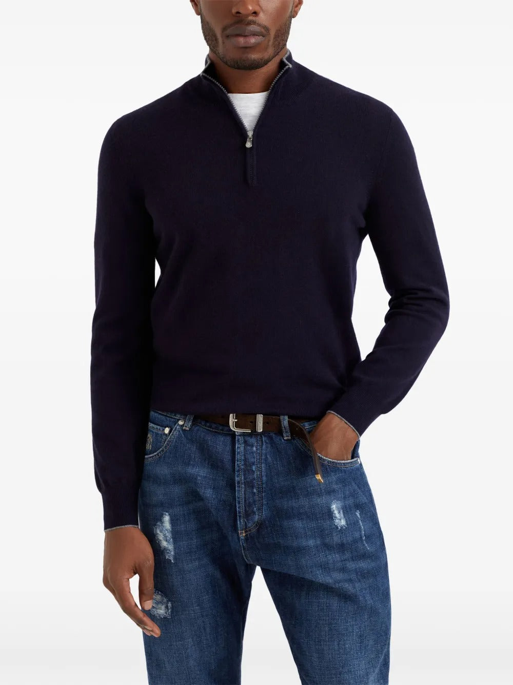 CASHMERE SWEATER WITH HALF ZIP