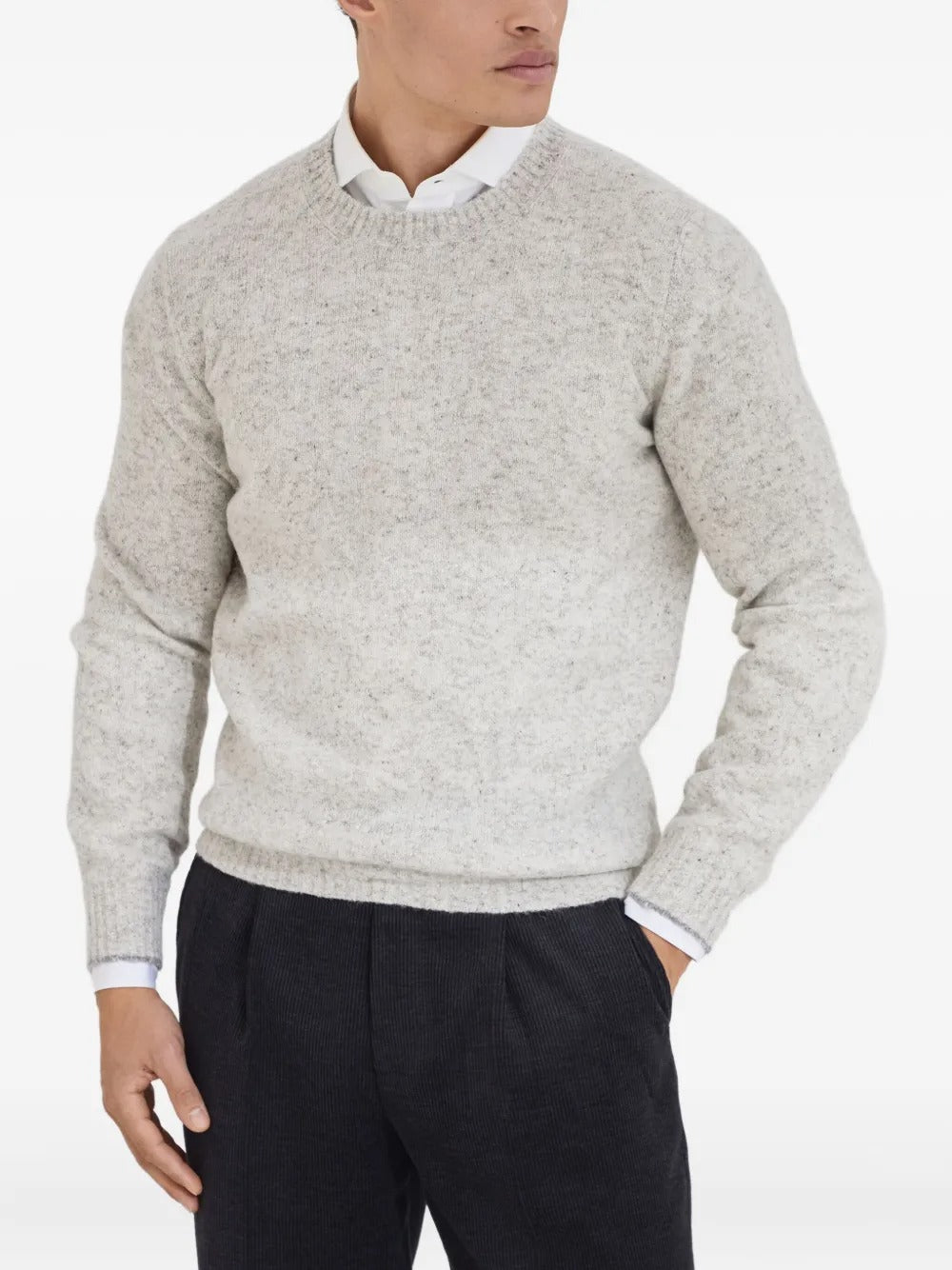 IRREGULAR COLORATION FLECKED ALPACA SWEATER