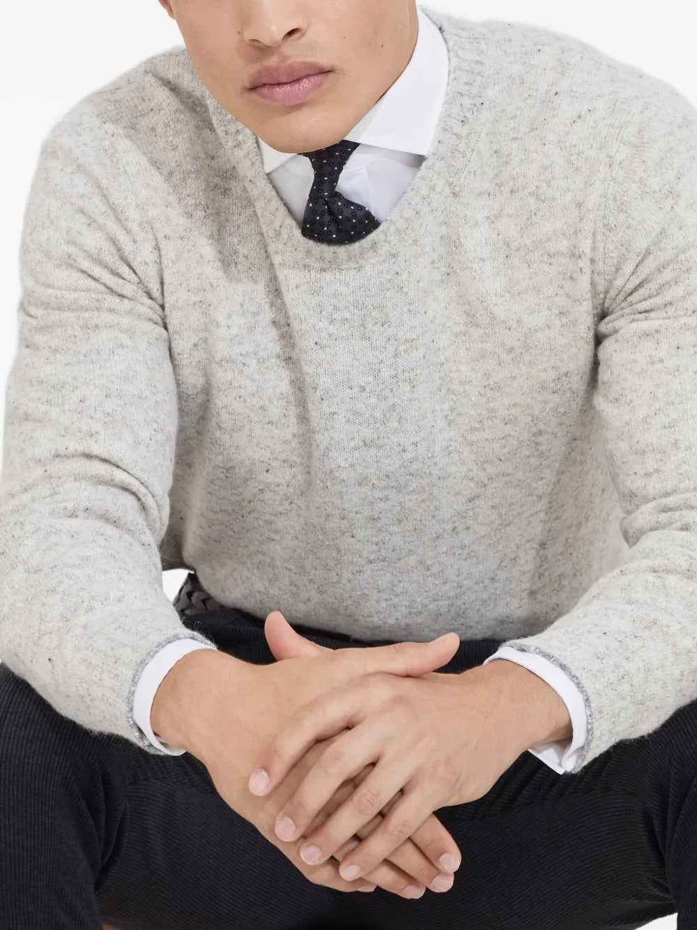 IRREGULAR COLORATION FLECKED ALPACA SWEATER