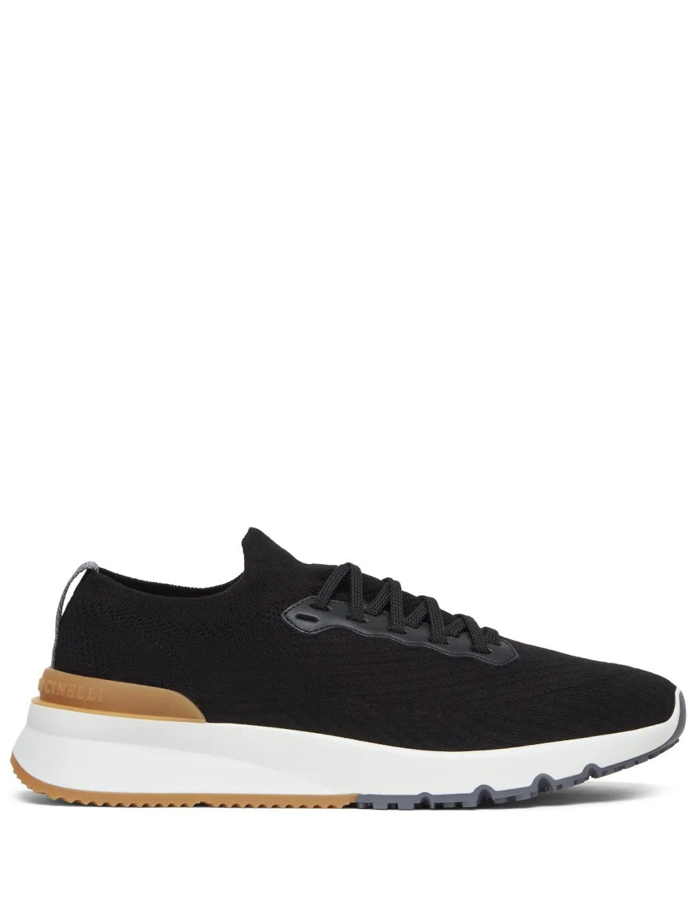 COTTON KNIT AND SEMI-POLISHED CALFSKIN RUNNER SNEAKERS