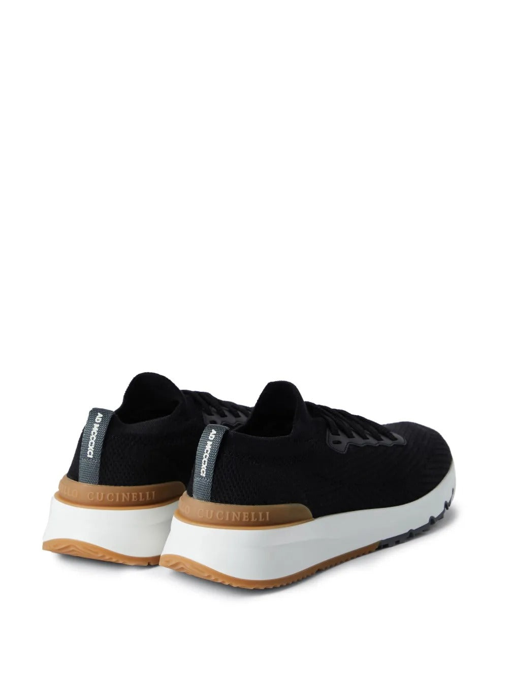 COTTON KNIT AND SEMI-POLISHED CALFSKIN RUNNER SNEAKERS