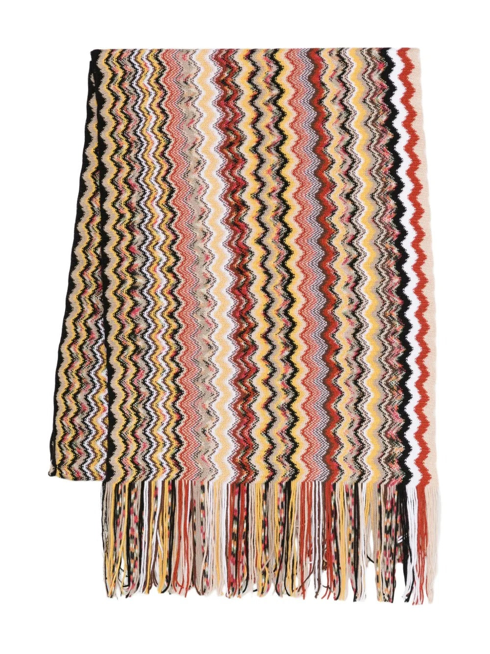 ZIG-ZAG WOOL FRINGED SCARF