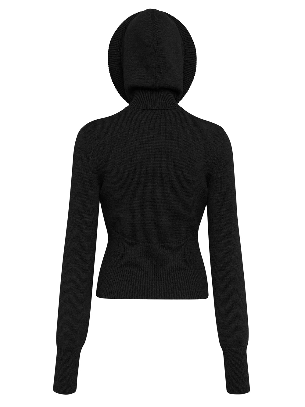 MAGLIONE A COSTINE CON CAPPUCCIO SCULTURALE