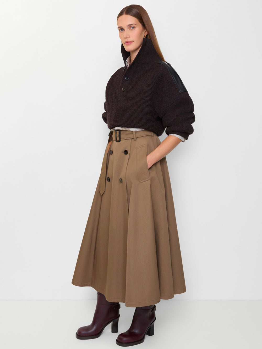 GONNA TRENCH MIDI IN GABARDINE