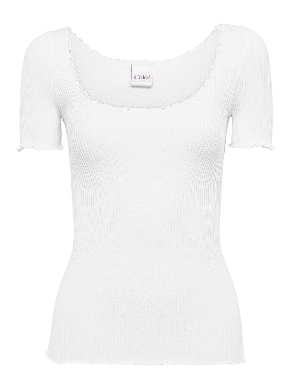 SCOOP-NECK FITTED COTTON T-SHIRT