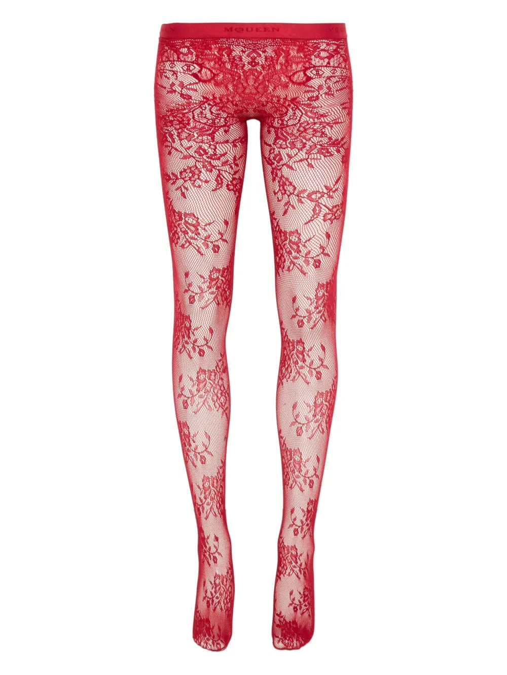 FLORAL LACE TIGHTS IN CRIMSON