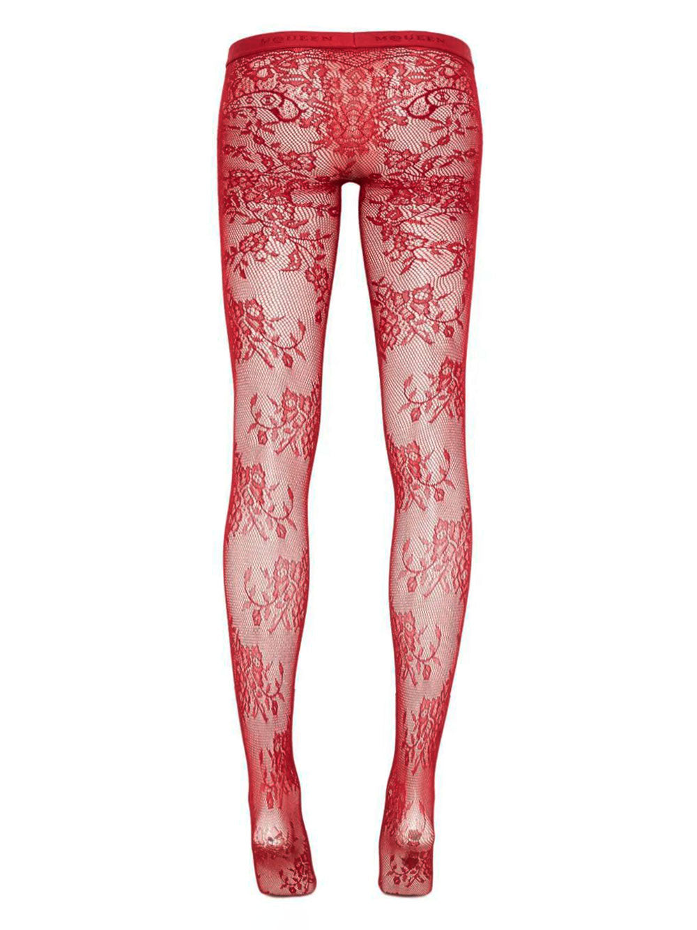 FLORAL LACE TIGHTS IN CRIMSON