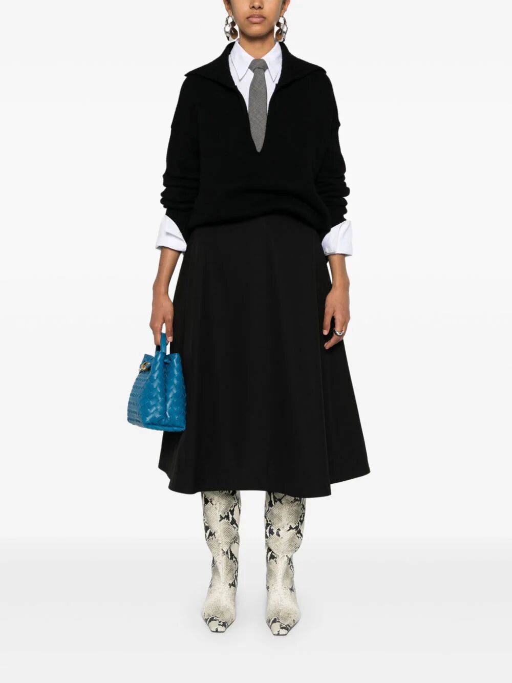 FLARED COTTON MIDI SKIRT
