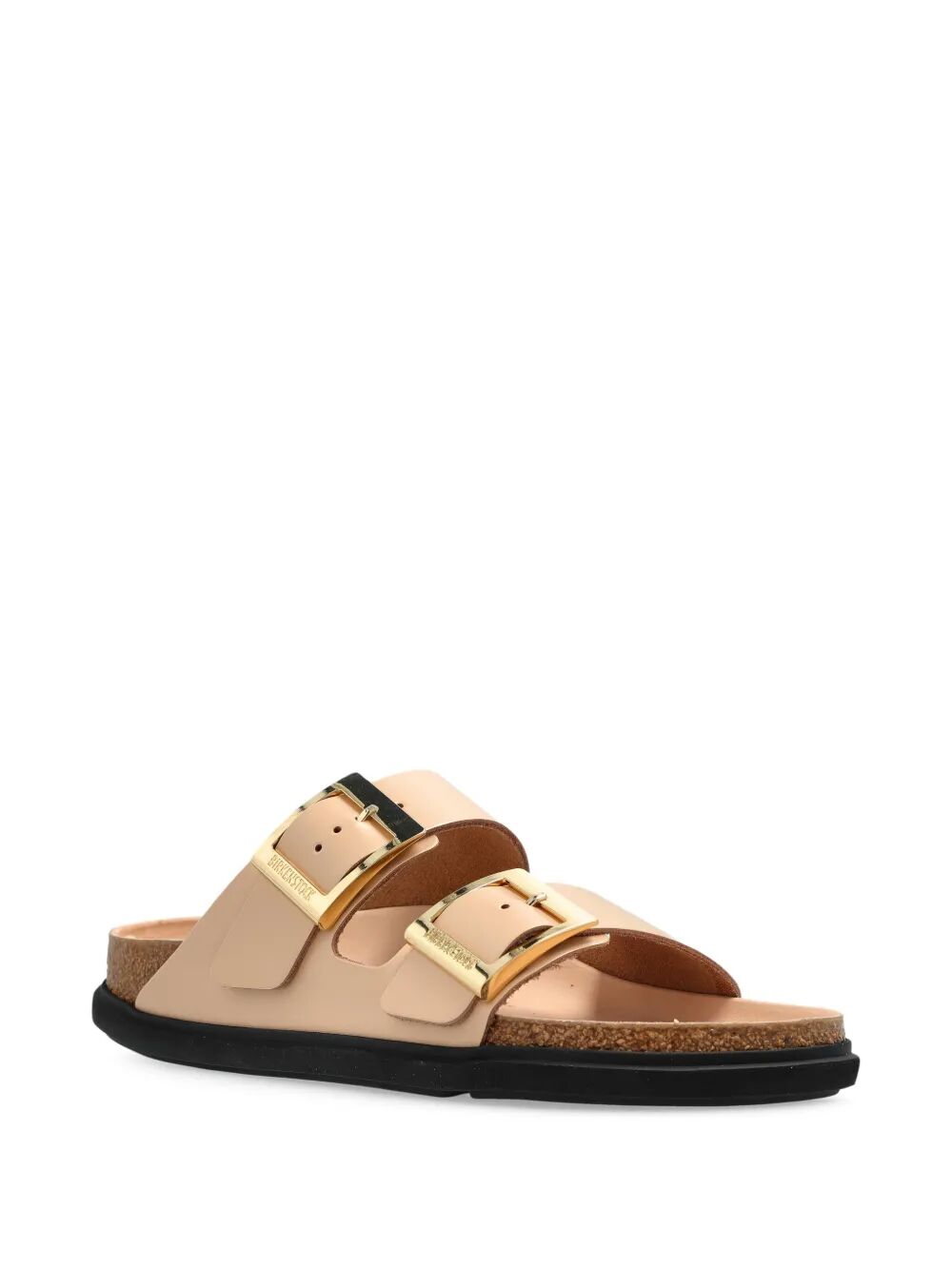ARIZONA DROPLET BUCKLE SHINY LEATHER SANDALS