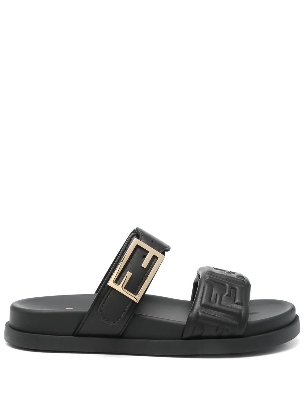 NAPPA LEATHER FENDI FEEL DOUBLE-BAND SLIDES