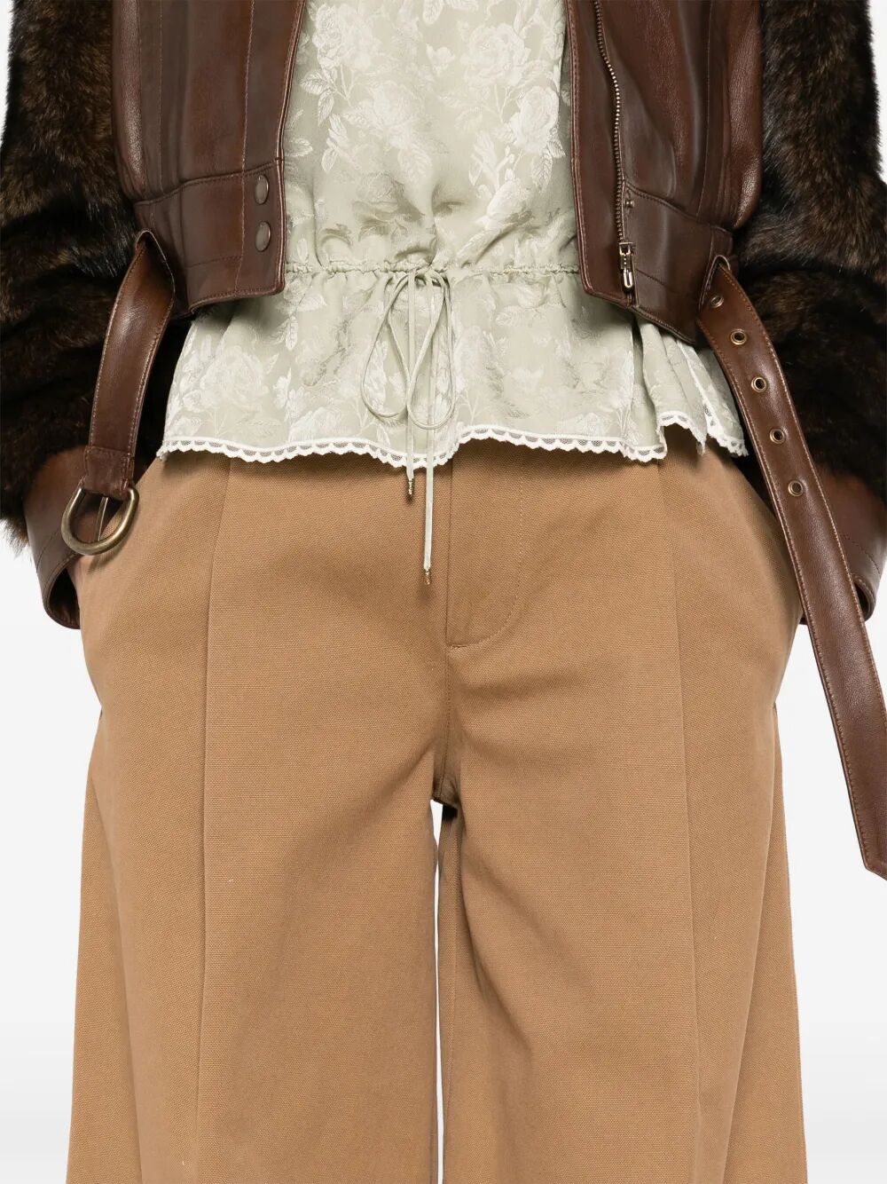HIGH-RISE AND WIDE-LEG COTTON CANVAS TROUSERS