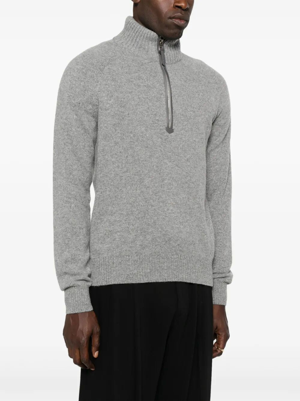 CASHMERE LAMBSWOOL HALF ZIP SWEATER