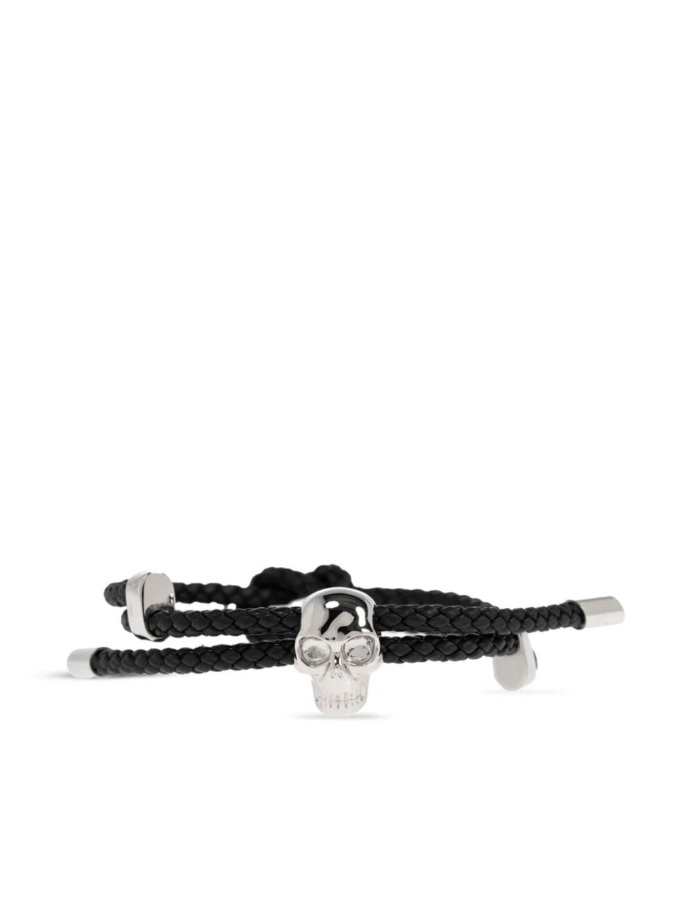 SKULL BRAIDED LEATHER CORD BRACELET