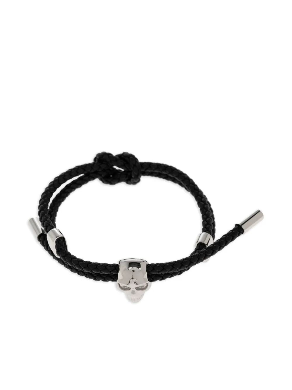SKULL BRAIDED LEATHER CORD BRACELET