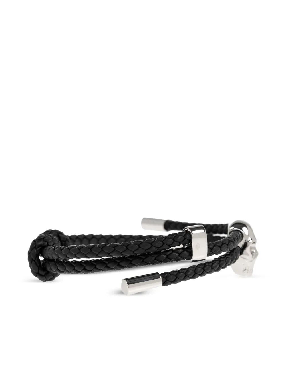 SKULL BRAIDED LEATHER CORD BRACELET