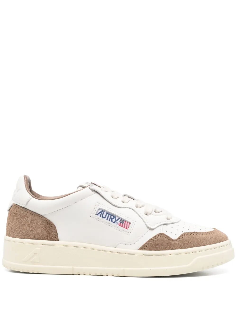 MEDALIST LOW SNEAKERS IN WHITE AND TOBACCO LEATHER AND SUEDE