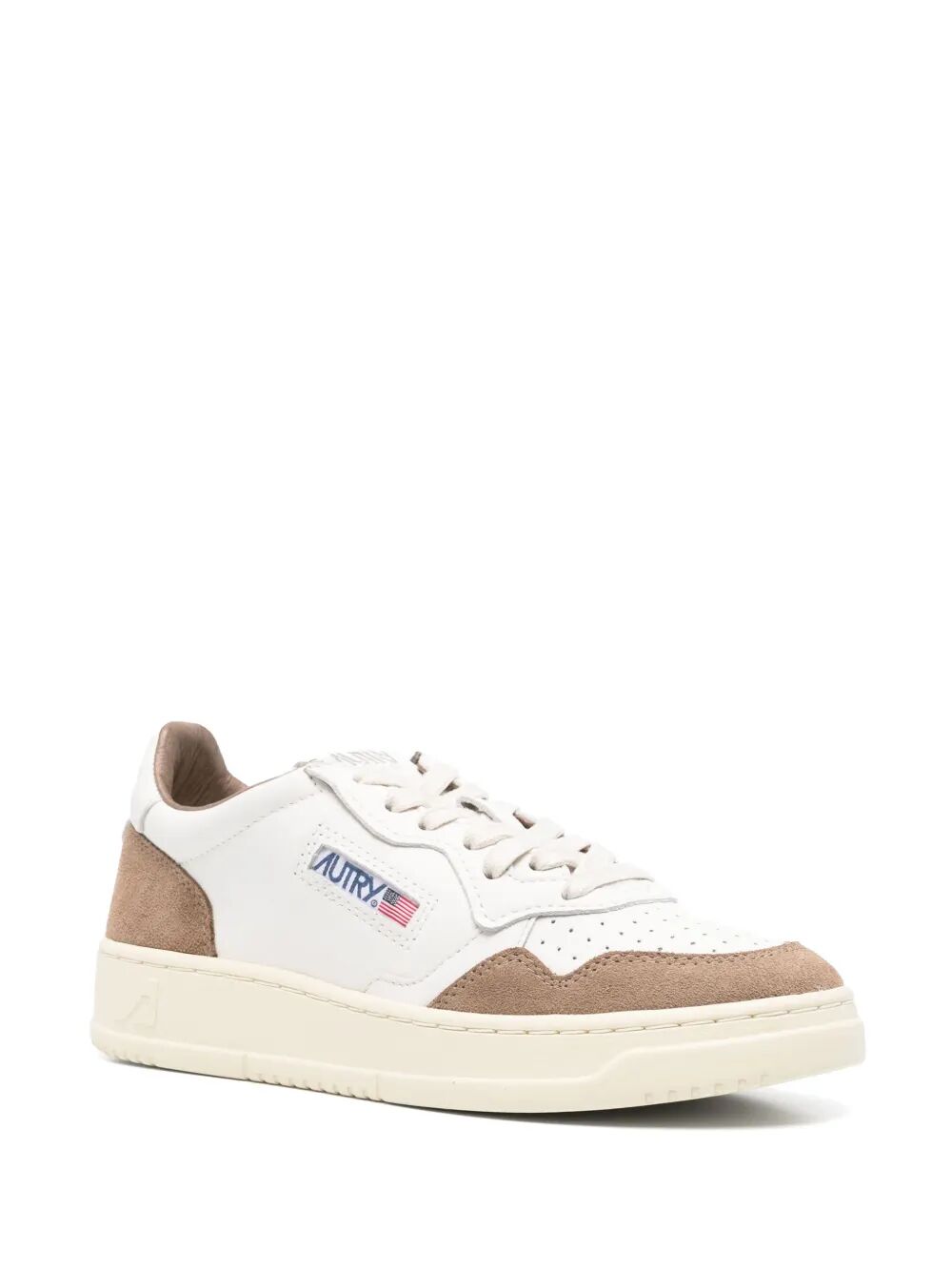 MEDALIST LOW SNEAKERS IN WHITE AND TOBACCO LEATHER AND SUEDE