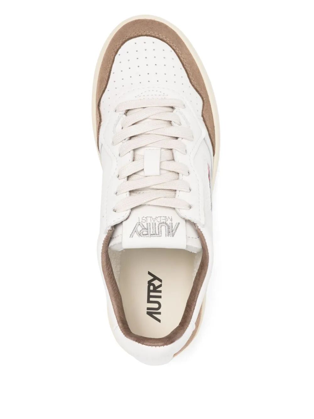 MEDALIST LOW SNEAKERS IN WHITE AND TOBACCO LEATHER AND SUEDE
