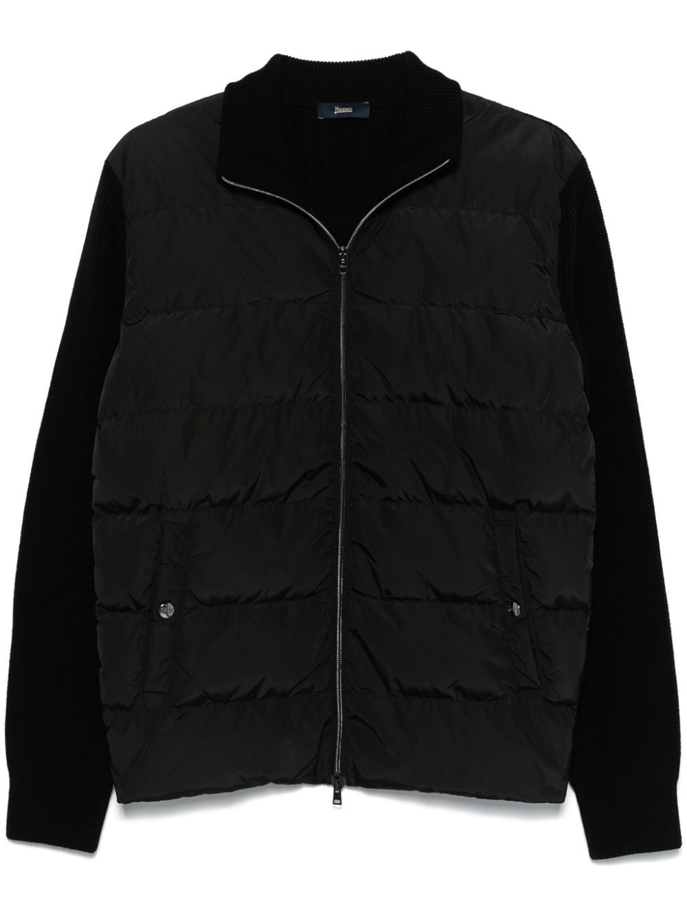NYLON AND WOOL PADDED CARDIGAN