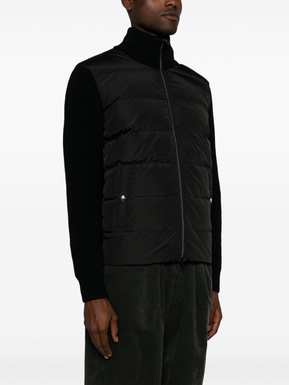 NYLON AND WOOL PADDED CARDIGAN
