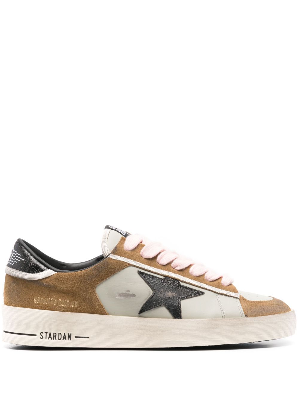 STARDAN TWO-TONE DISTRESSED FINISH SNEAKERS IN LEATHER AND SUEDE