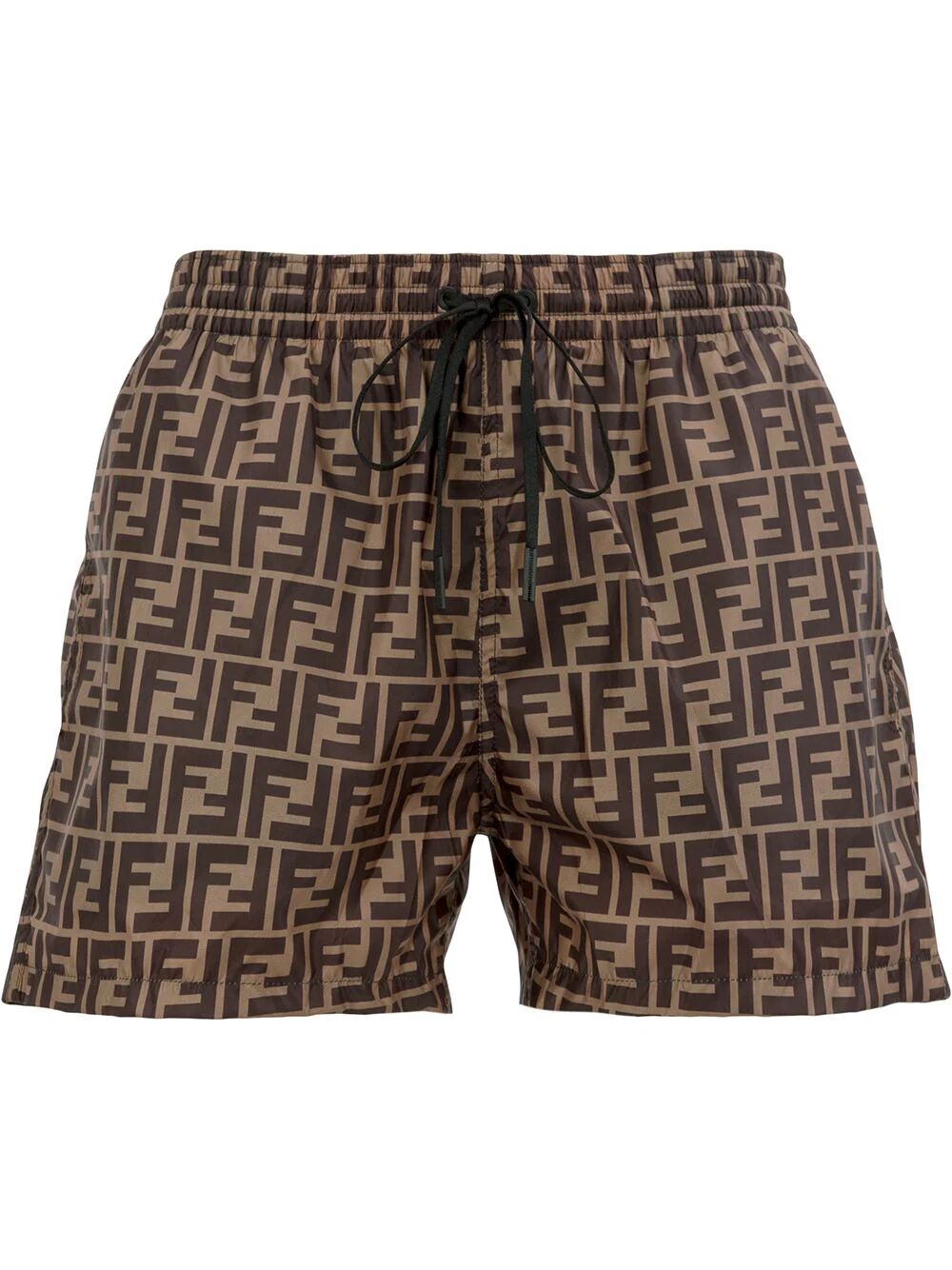 TECH FABRIC WITH ALL-OVER FF PATTERN SWIM SHORTS
