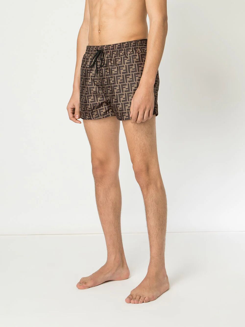 TECH FABRIC WITH ALL-OVER FF PATTERN SWIM SHORTS