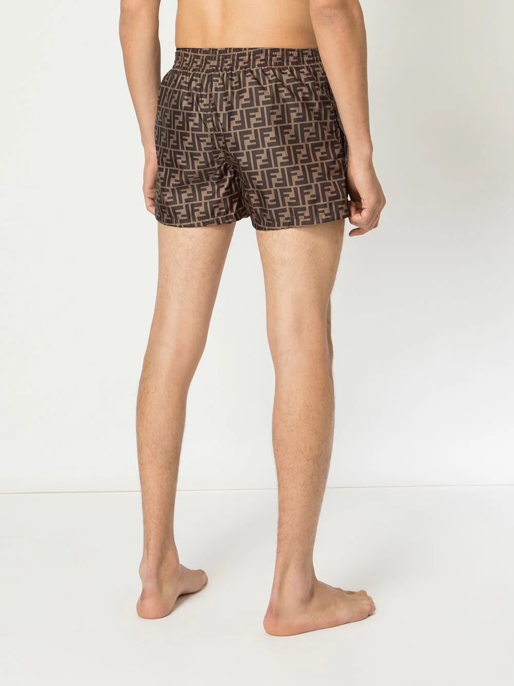 TECH FABRIC WITH ALL-OVER FF PATTERN SWIM SHORTS