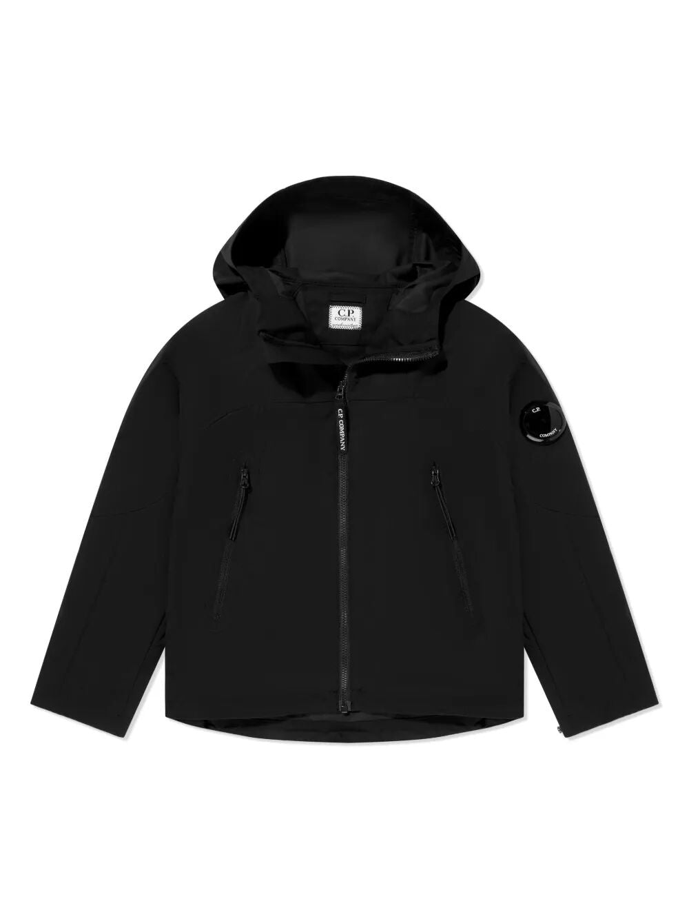 LENS-DETAIL HOODED ZIP-UP JACKET