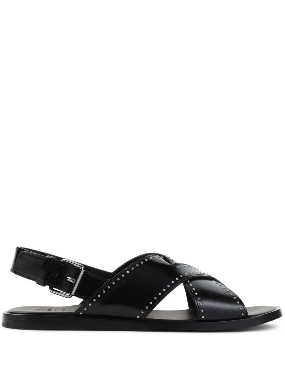 STUD-EMBELLISHED CROSSOVER FLAT SANDALS