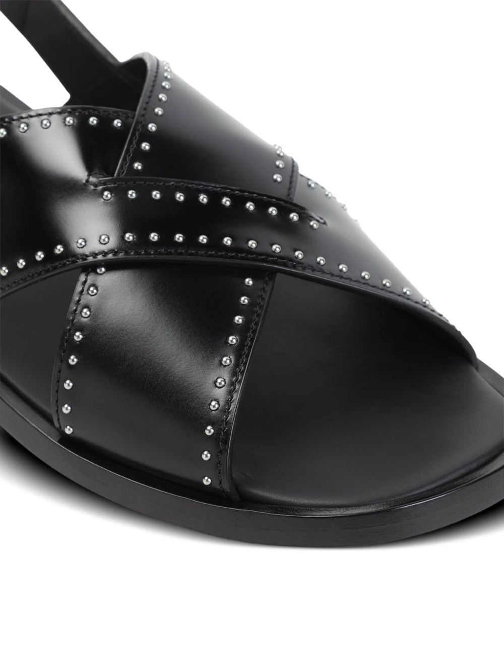 STUD-EMBELLISHED CROSSOVER FLAT SANDALS