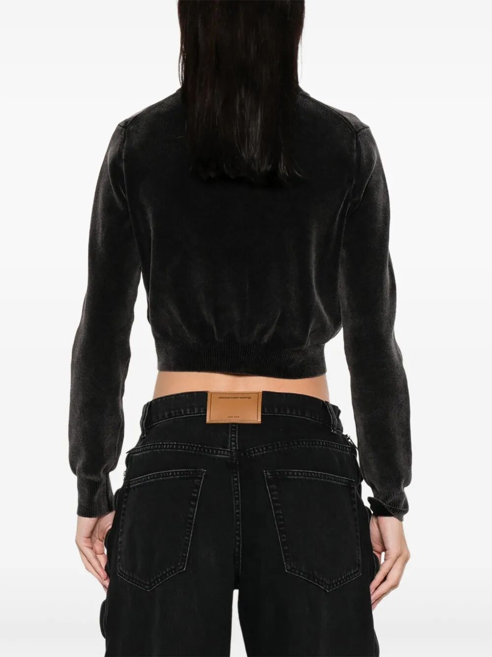 COTTON-BLEND CHENILLE CROPPED POLO CARDIGAN