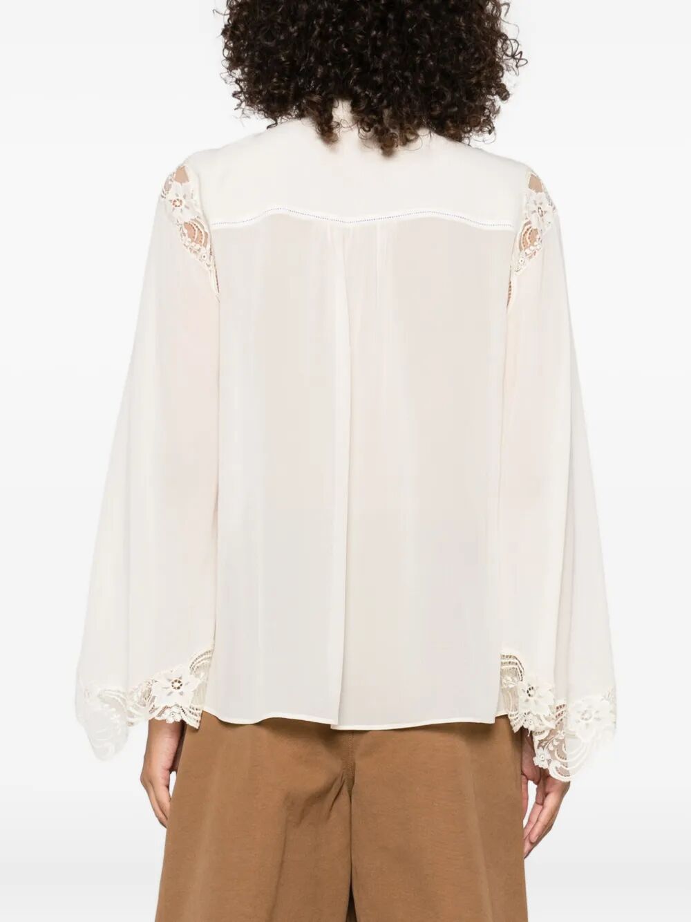 FLUID BLOUSE IN SILK GEORGETTE AND LACE