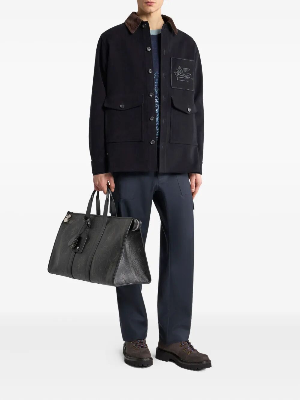 WOOL FLANNEL CARGO TROUSERS