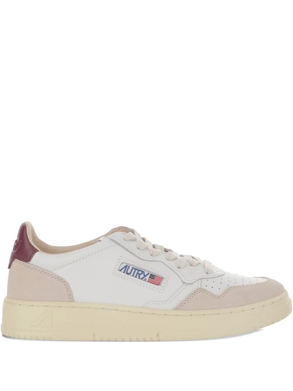 MEDALIST LOW SNEAKERS IN WHITE AND BURGUNDY SUEDE AND LEATHER