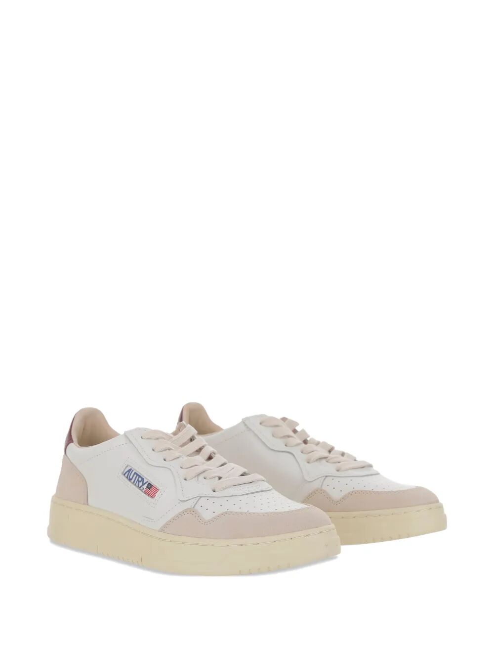 MEDALIST LOW SNEAKERS IN WHITE AND BURGUNDY SUEDE AND LEATHER