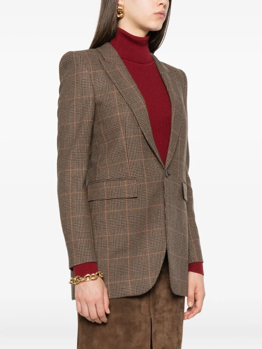 CHECKED SINGLE-BREASTED BLAZER