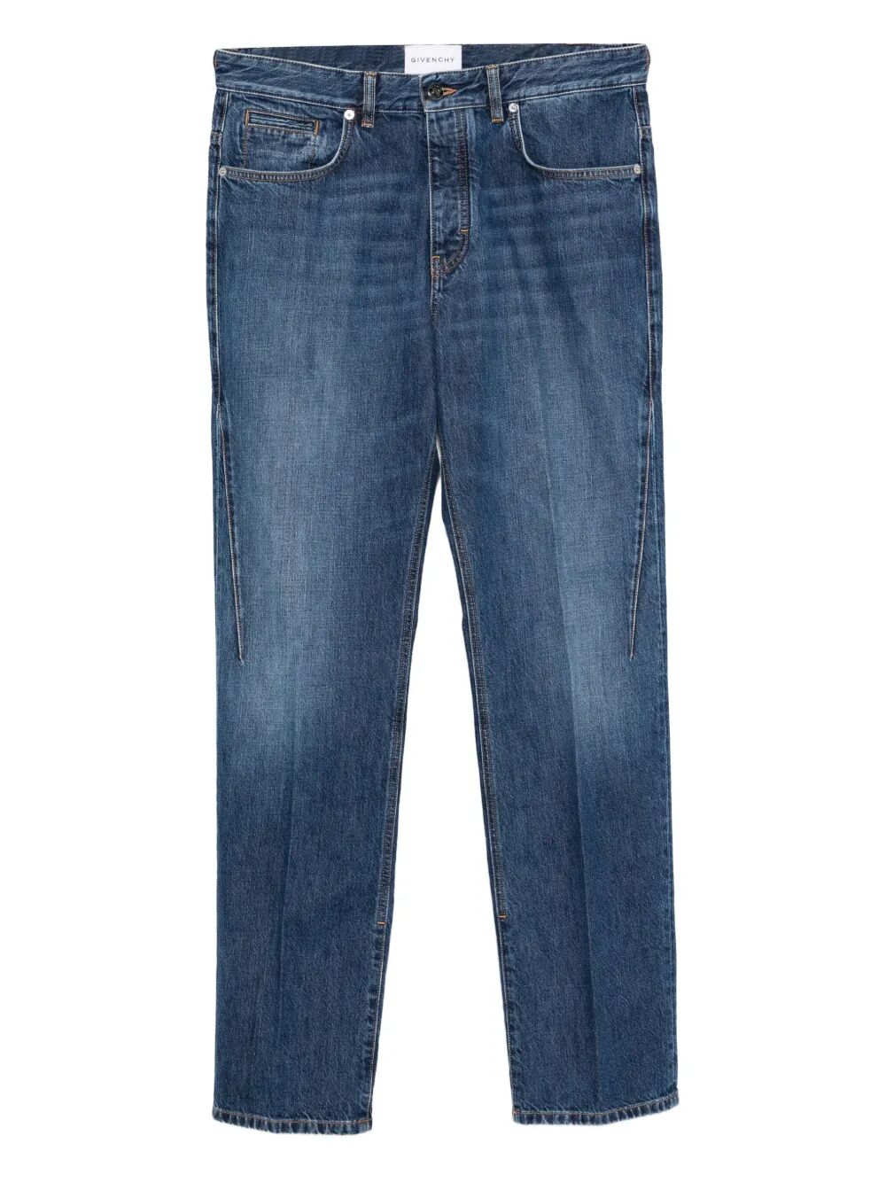WASHED DENIM STRAIGHT JEANS