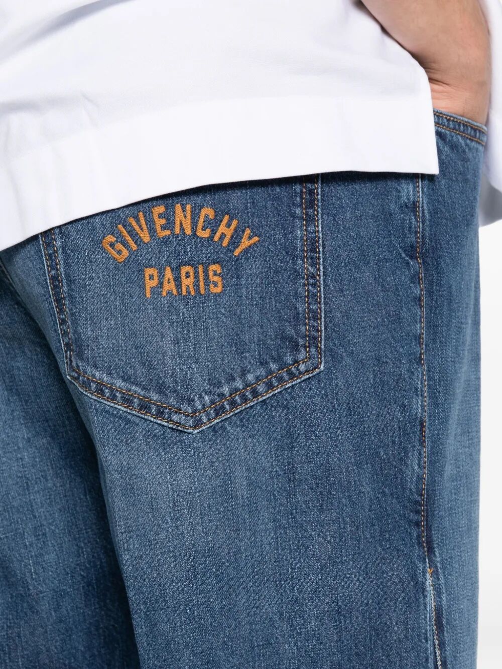 WASHED DENIM STRAIGHT JEANS