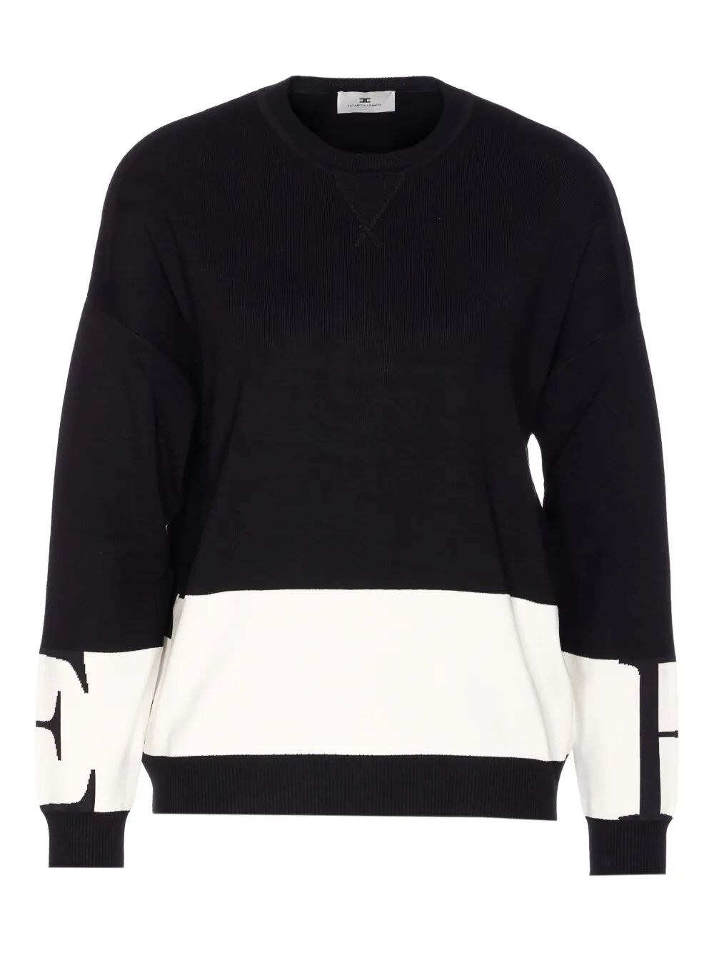 INLAID LOGOS COLOUR-BLOCK CREWNECK SWEATER
