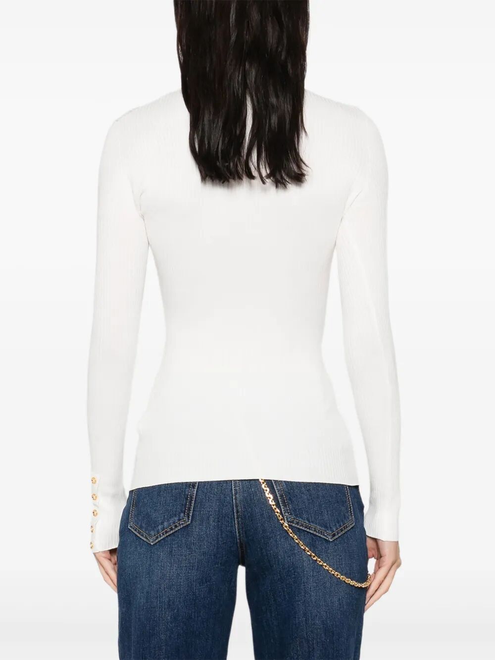 RIBBED KNIT TURTLENECK TOP WITH BREAST POCKET