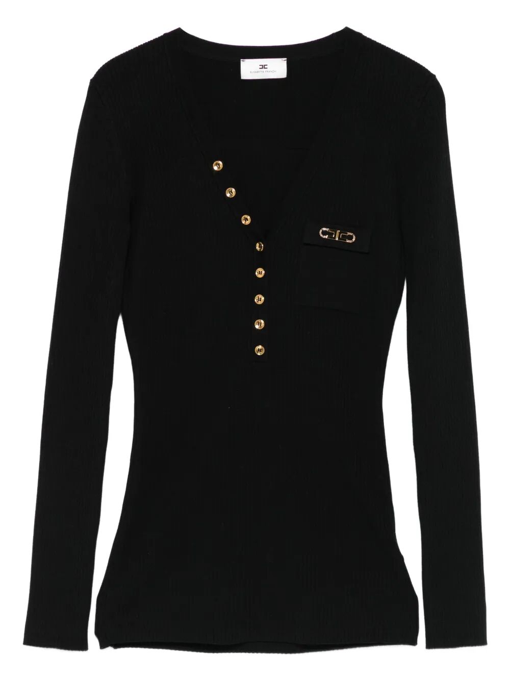 RIBBED KNIT TOP WITH BREAST POCKET