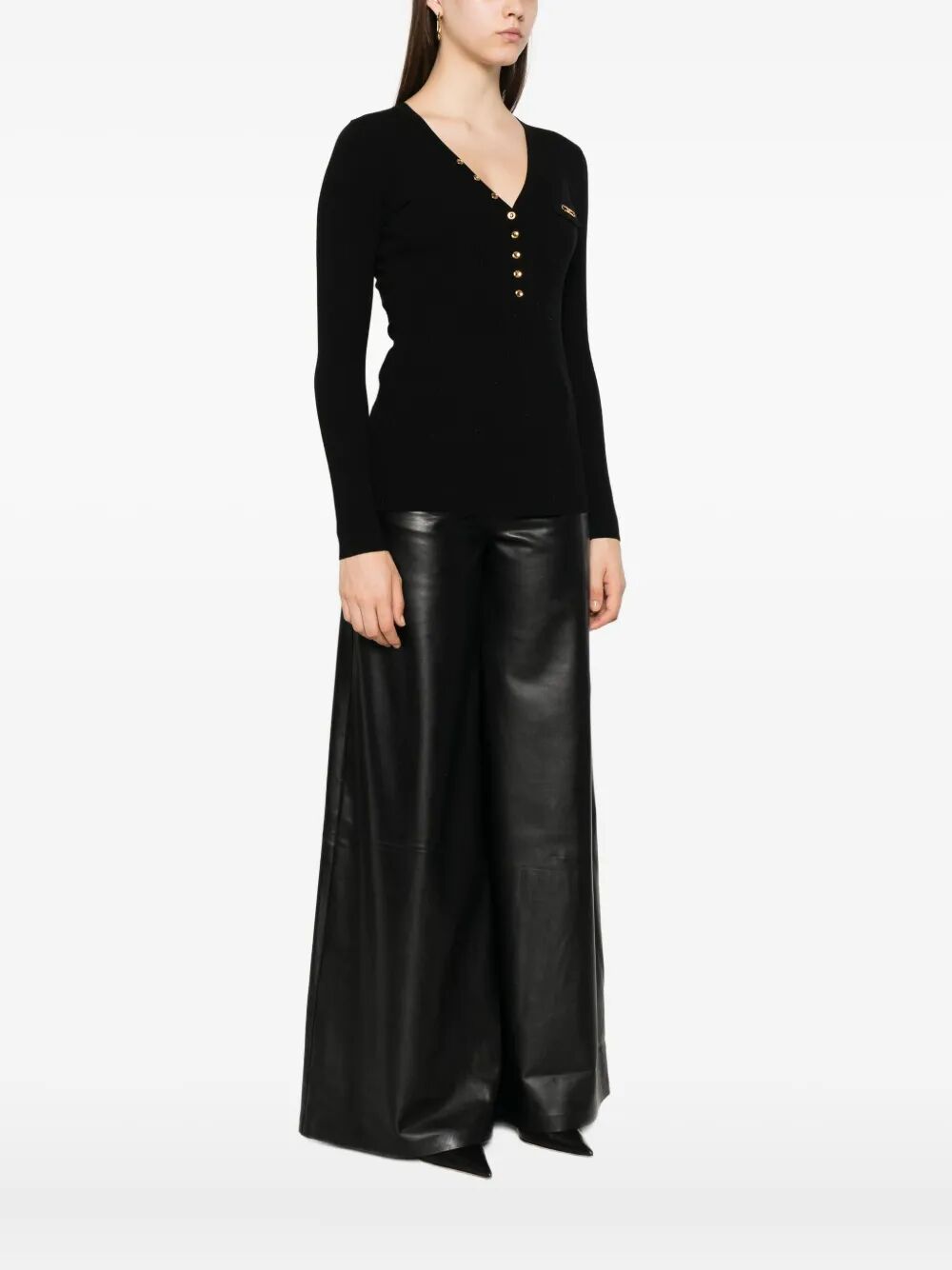 RIBBED KNIT TOP WITH BREAST POCKET