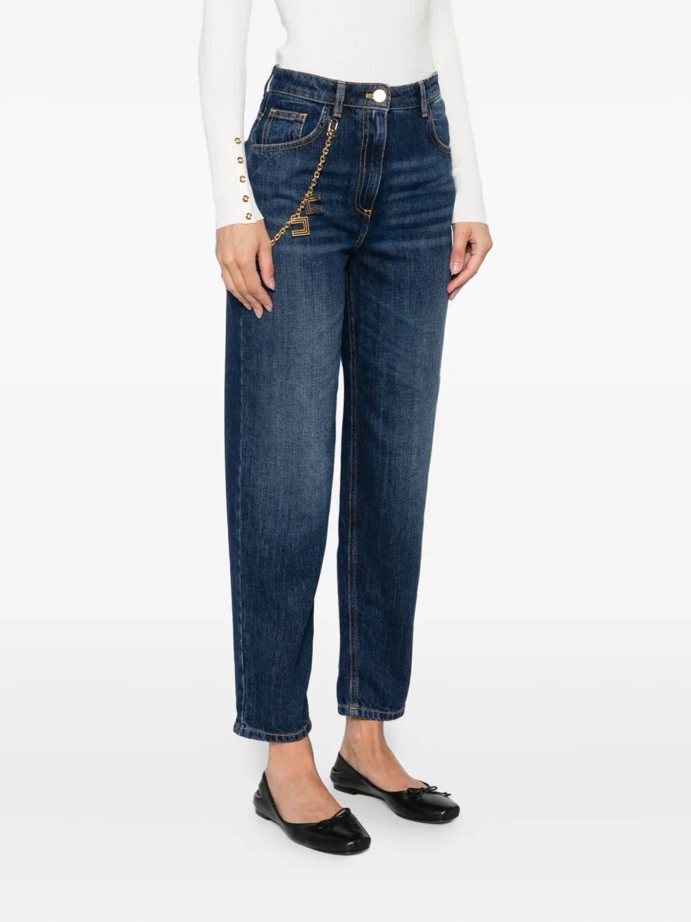 BALLOON FIT JEANS WITH JEWEL CHAIN