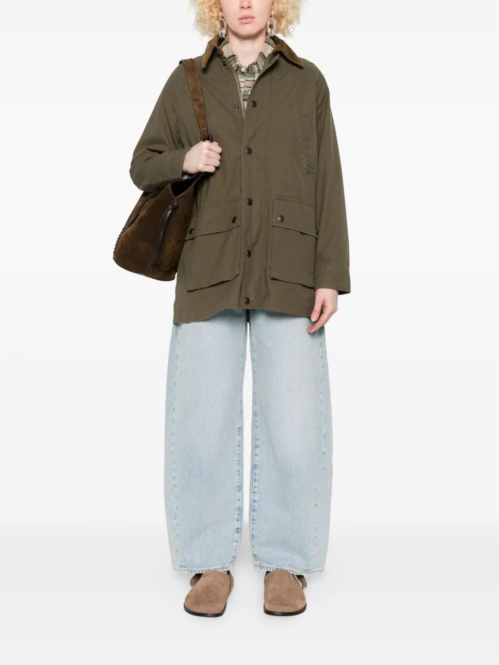 COTTON WORKWEAR JACKET WITH CORDUROY COLLAR