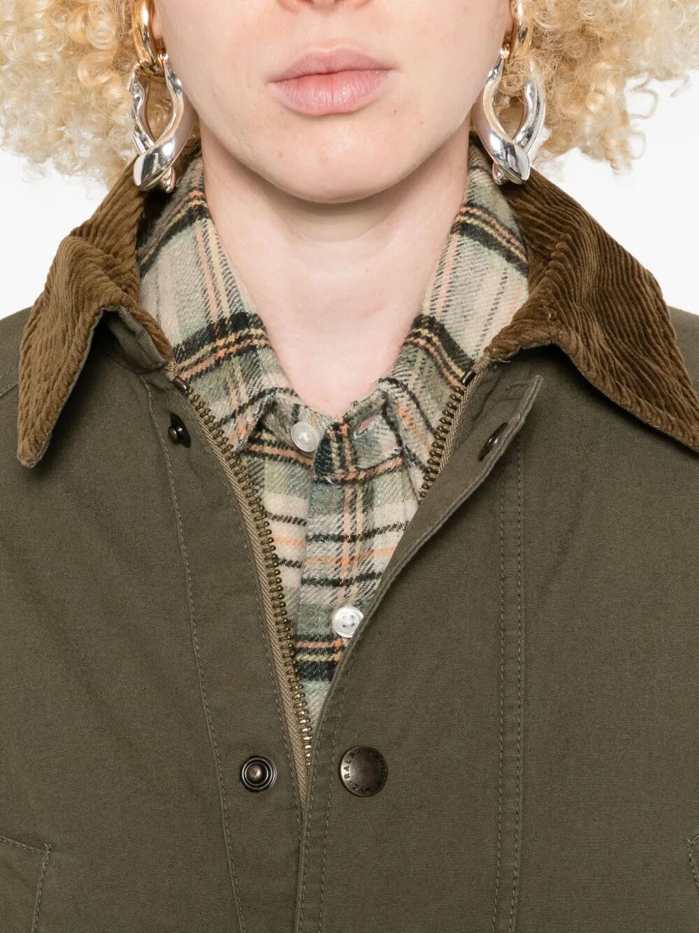 COTTON WORKWEAR JACKET WITH CORDUROY COLLAR